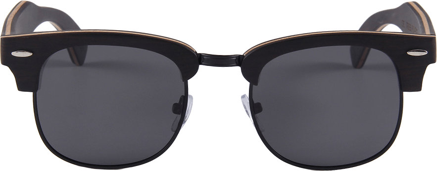 Real Ebony 1/2 Wood Browline Style RetroShade Sunglasses by WUDN