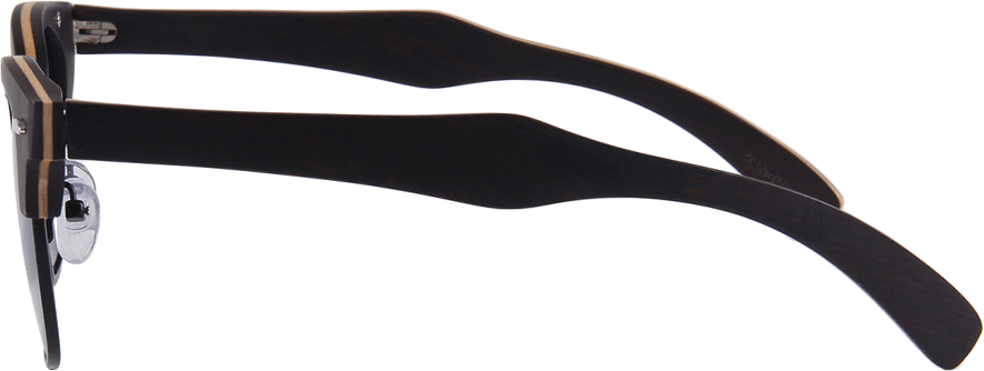 Real Ebony 1/2 Wood Browline Style RetroShade Sunglasses by WUDN