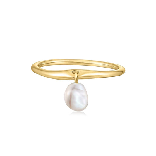 Wavy Ring With Pearl