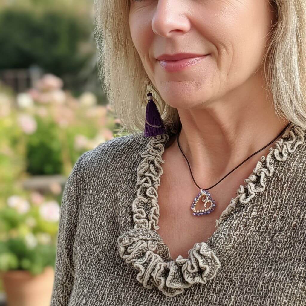 Wire Wrapped Copper Hammered Open Heart Crystal Necklace