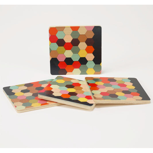 honeycomb coasters, set of four