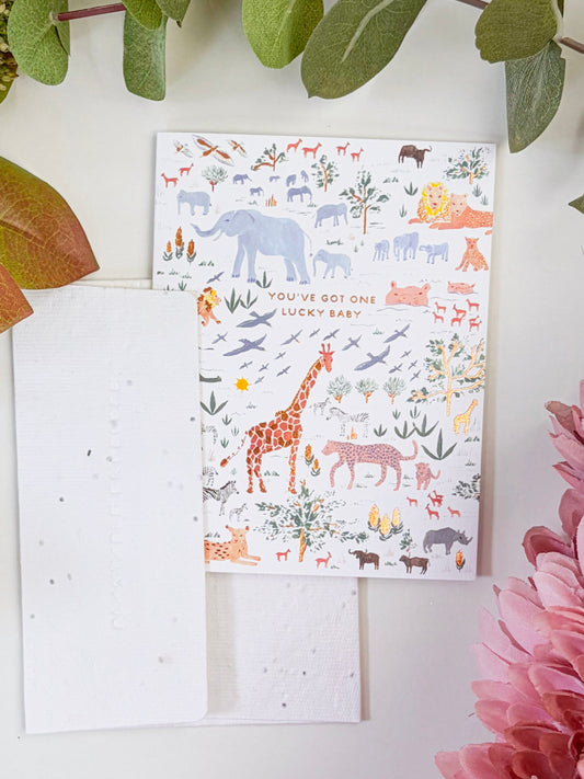 You've Got One Lucky Baby - Seeded Baby Congratulations Card