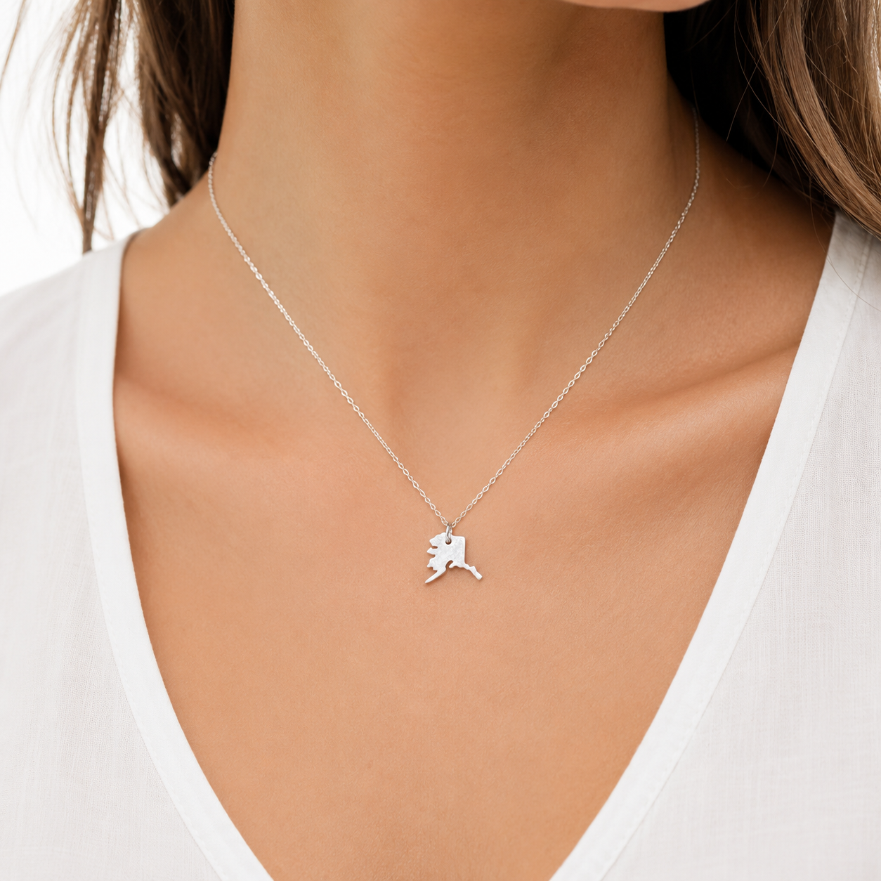 Tiny Alaska Necklace | Sterling Silver Alaska Charm Necklace