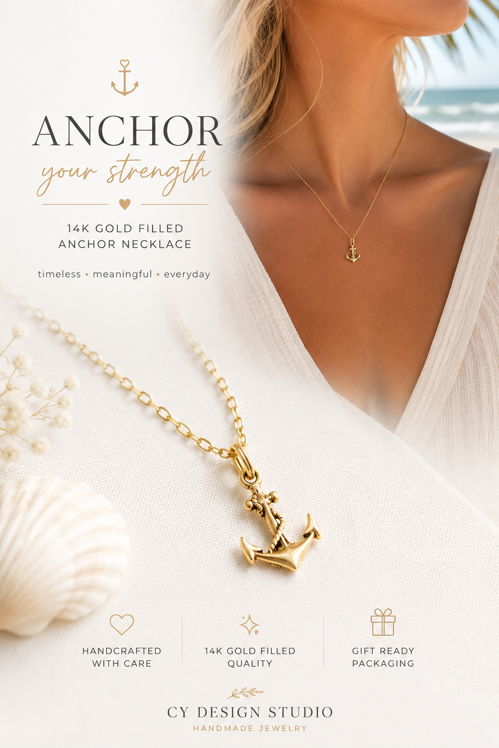 14k Gold Filled Anchor Necklace