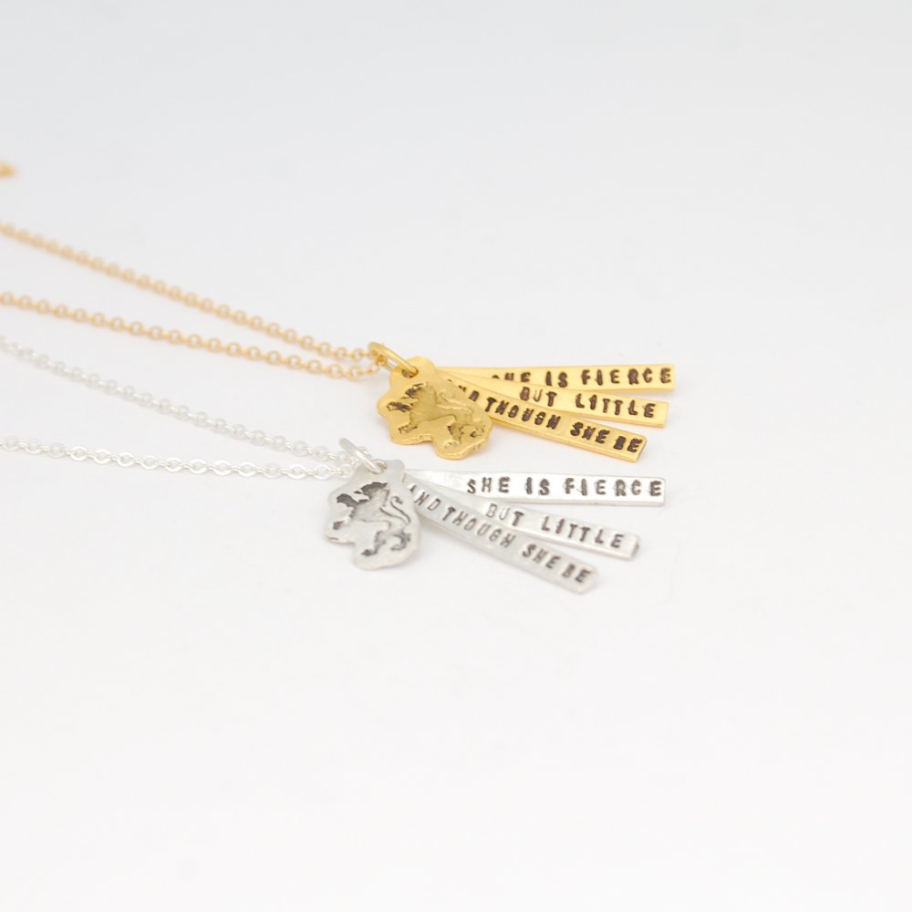 "And though she be but little she is fierce" - Shakespeare quote necklace