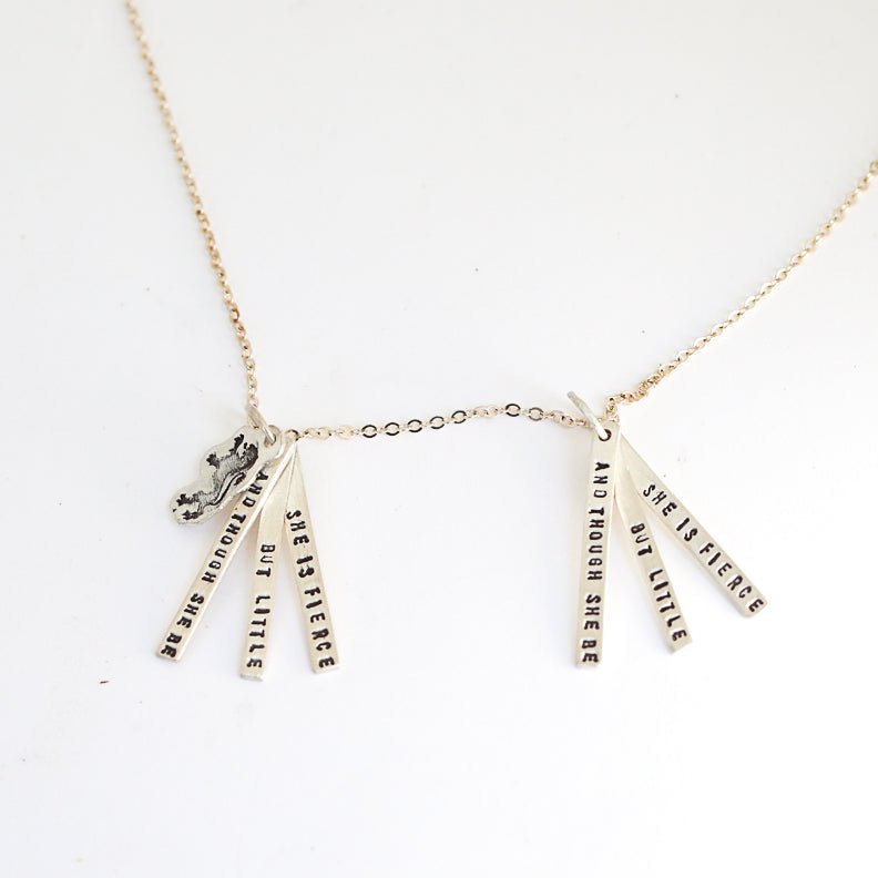 "And though she be but little she is fierce" - Shakespeare quote necklace