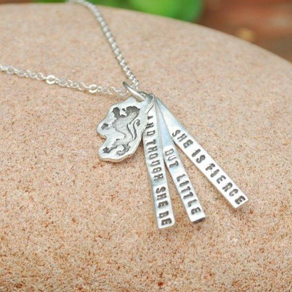 "And though she be but little she is fierce" - Shakespeare quote necklace