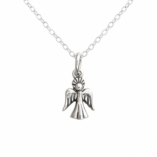 Tiny Angel Necklace – Sterling Silver 3/8" Charm on 18" Chain