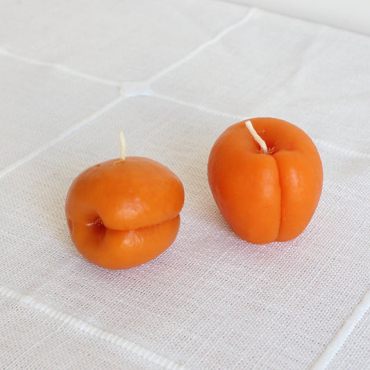 Apricot Beeswax Candle Pair
