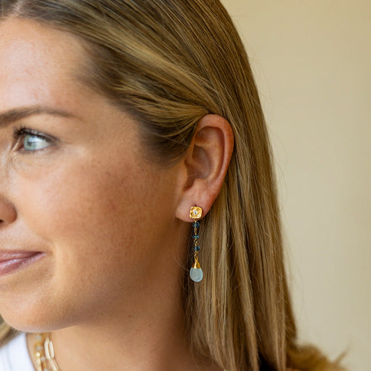 Aquamarine and London Blue Topaz Earrings