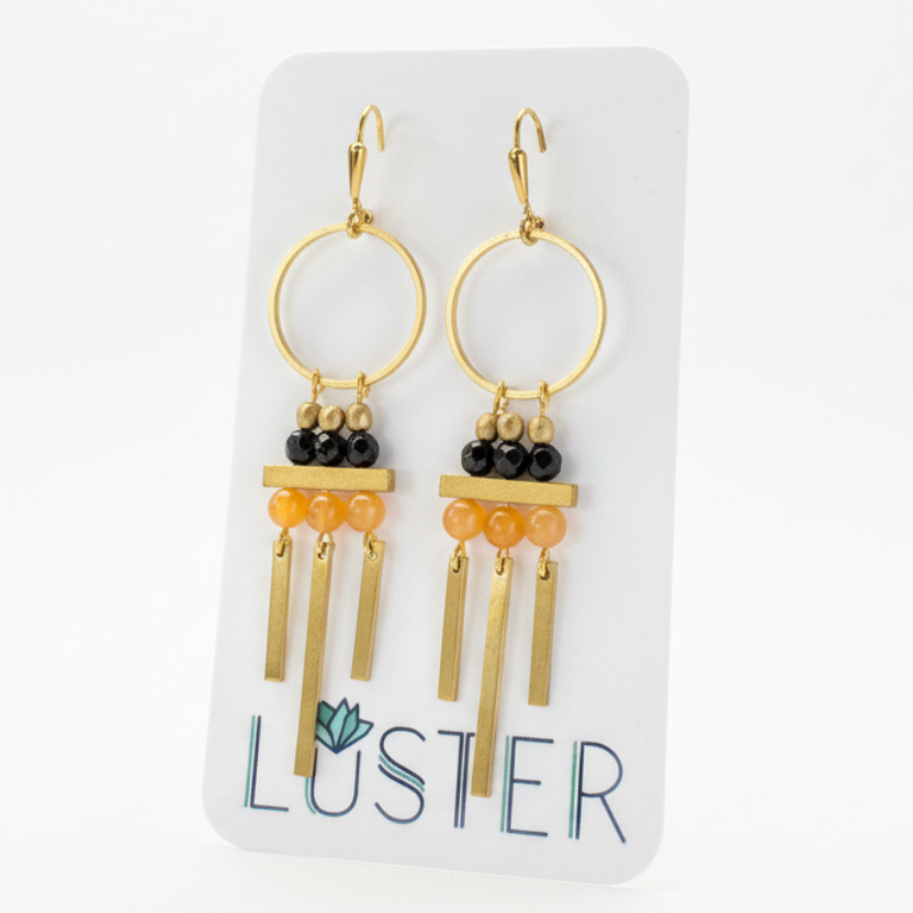 Brass Art Deco Lightweight Statement Earrings