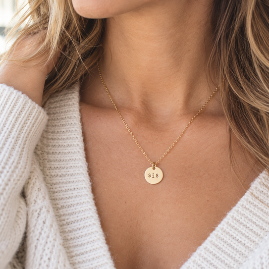 Hand Stamped "SIS" Necklace