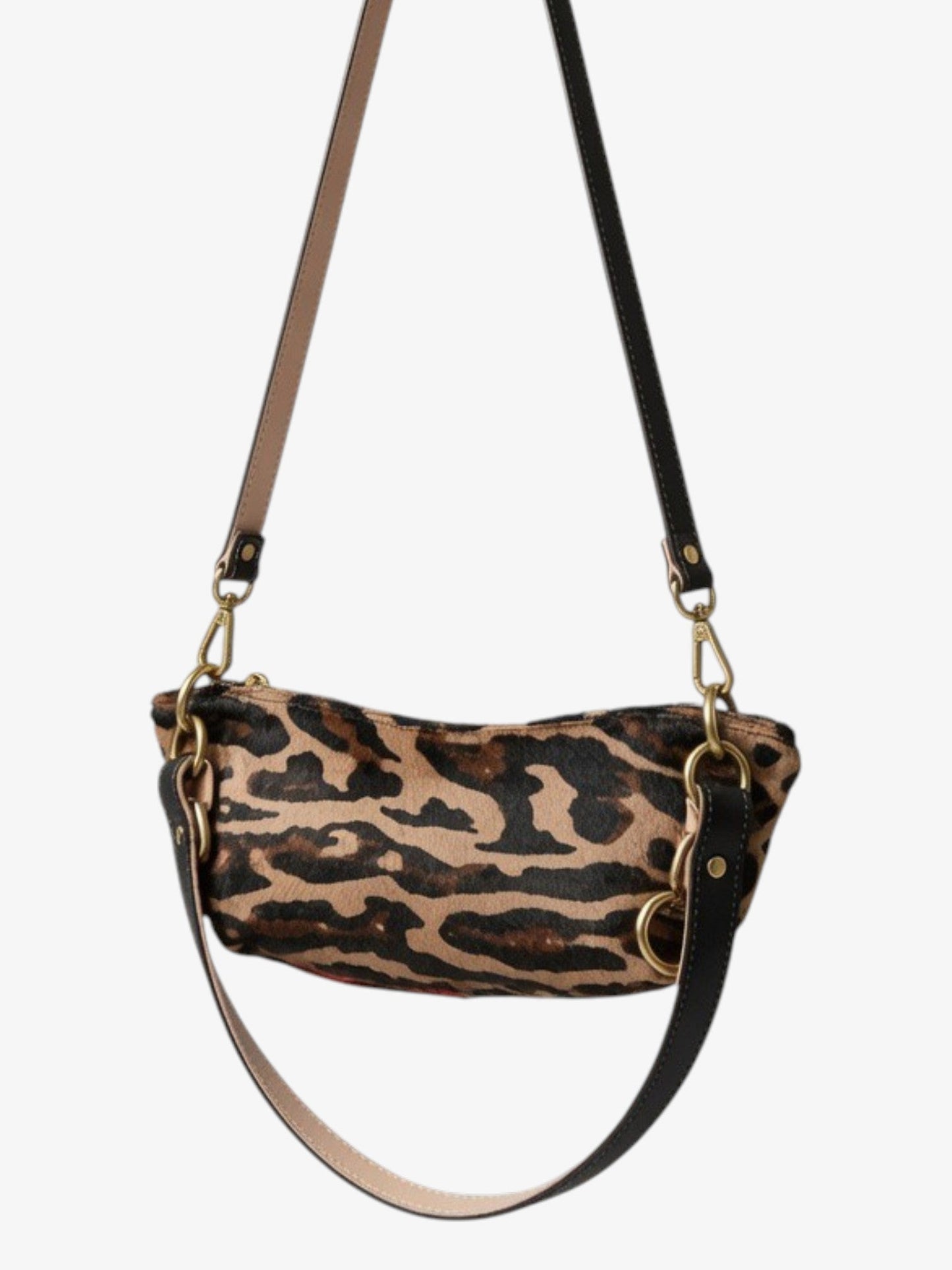 Baby Blair Shoulder Bag, Leopard Print Calf Hair-Black Leather