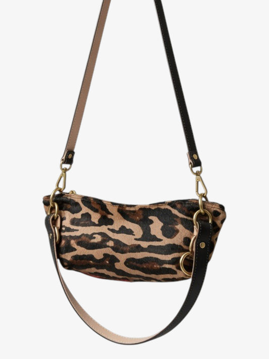 Baby Blair Shoulder Bag, Leopard Print Calf Hair-Black Leather