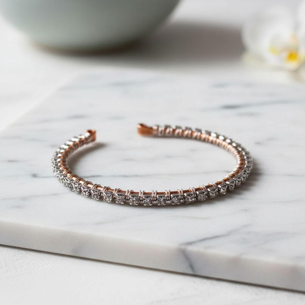 Catch-Free Crystal Rhinestone Tennis Bracelet Bangle