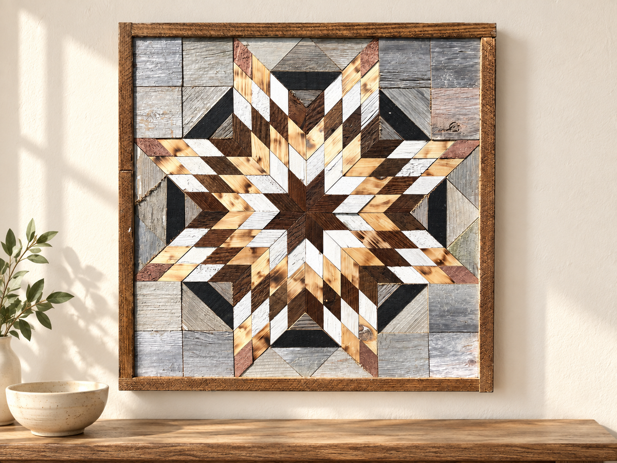 Amish-Made Barn Quilt | Reclaimed Wood | 20.75 × 20.75 in