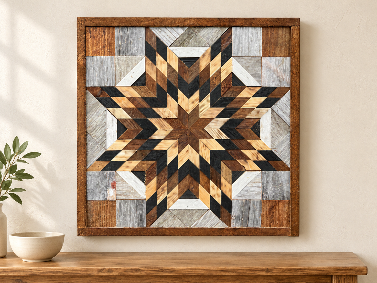 Amish-Made Barn Quilt | Reclaimed Wood | 20.75 × 20.75 in