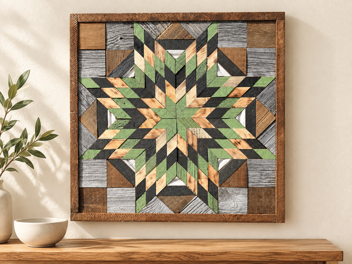 Amish-Made Barn Quilt | Reclaimed Wood | 20.75 × 20.75 in