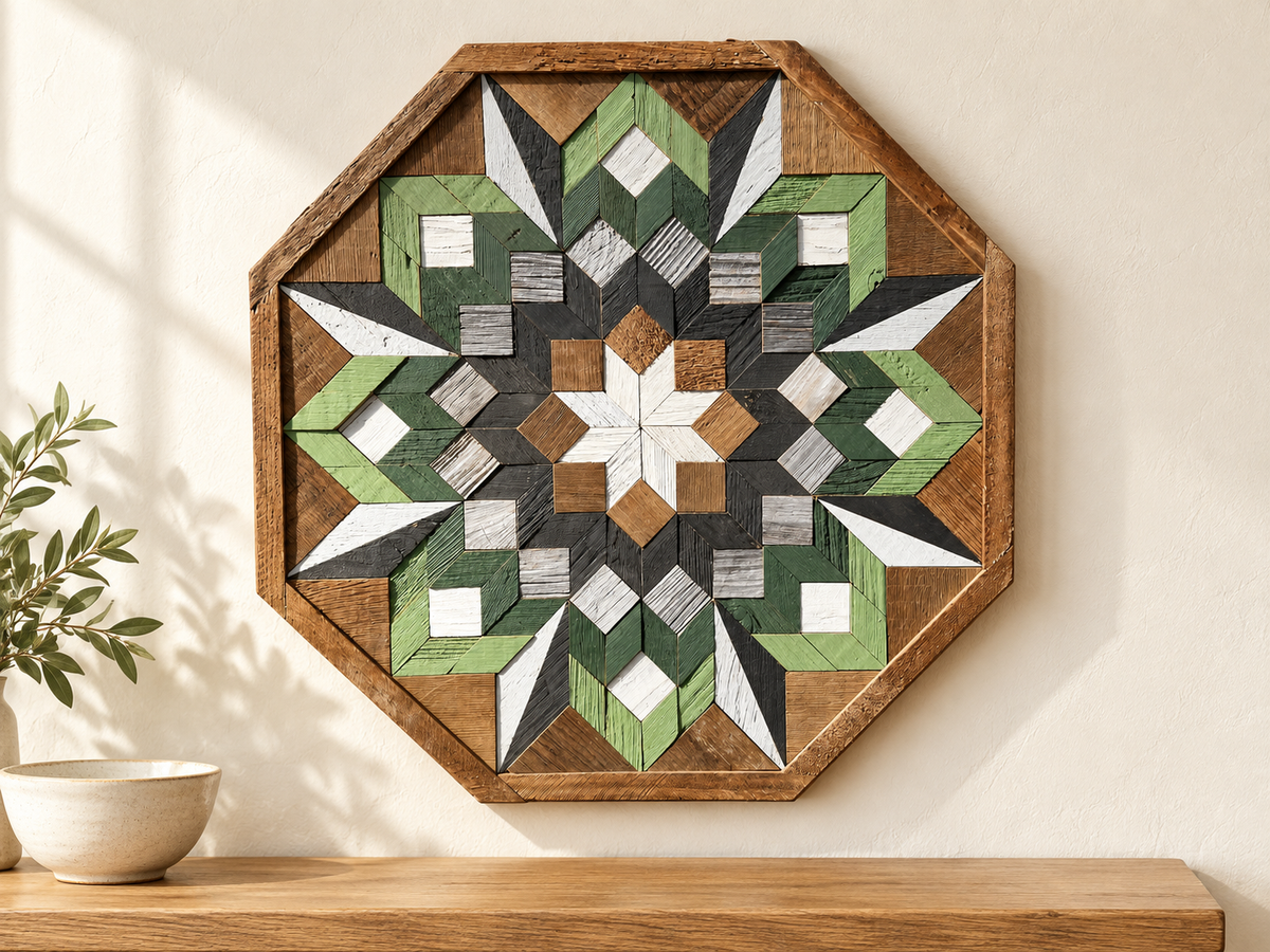 Amish-Made Barn Quilt | Reclaimed Wood | 20.75 × 20.75 in