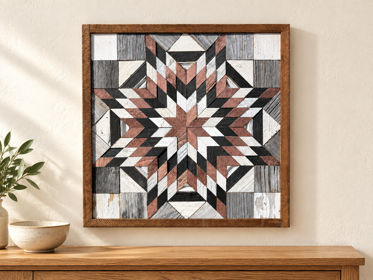 Amish-Made Barn Quilt | Reclaimed Wood | 20.75 × 20.75 in