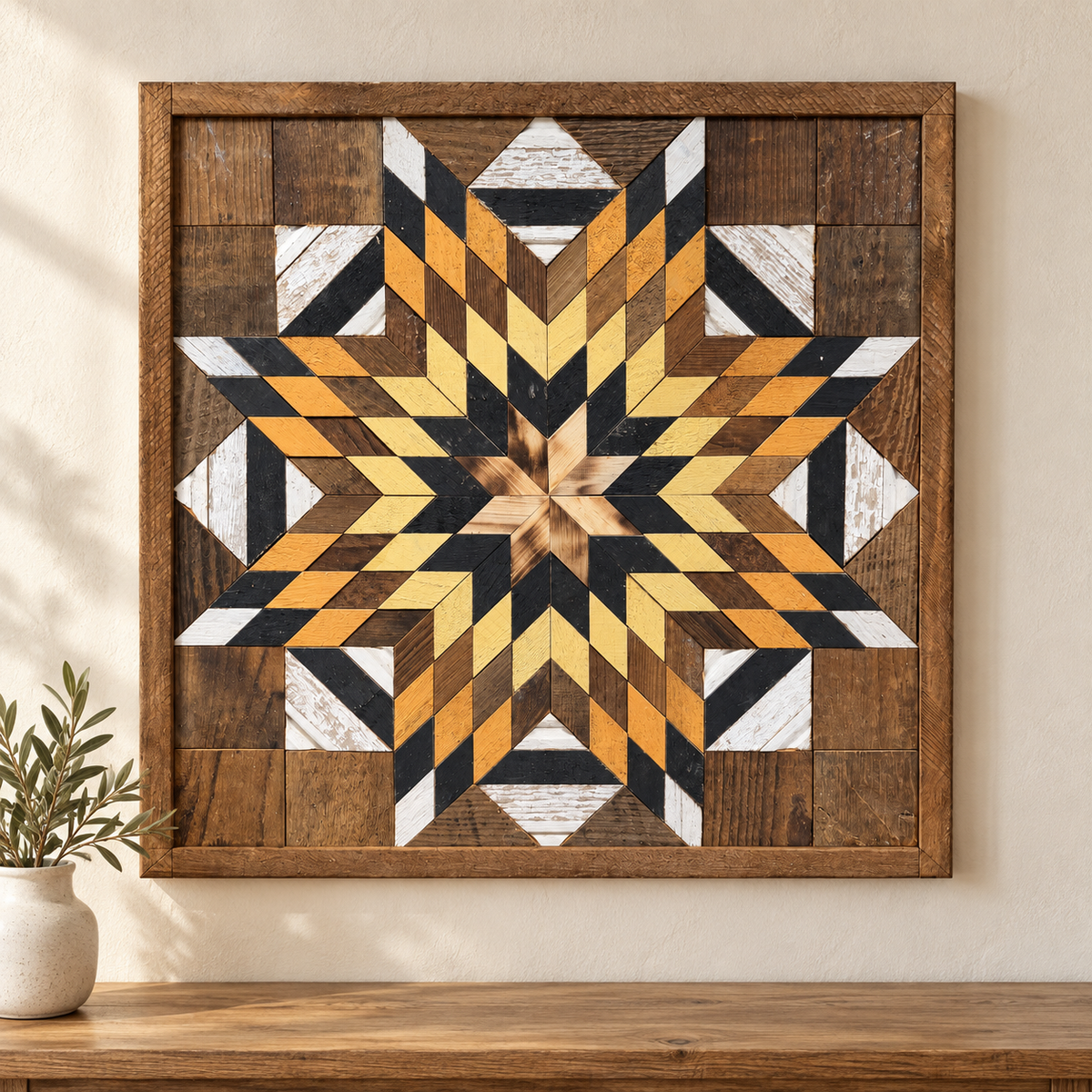 Amish-Made Barn Quilt | Reclaimed Wood | 20.75 × 20.75 in