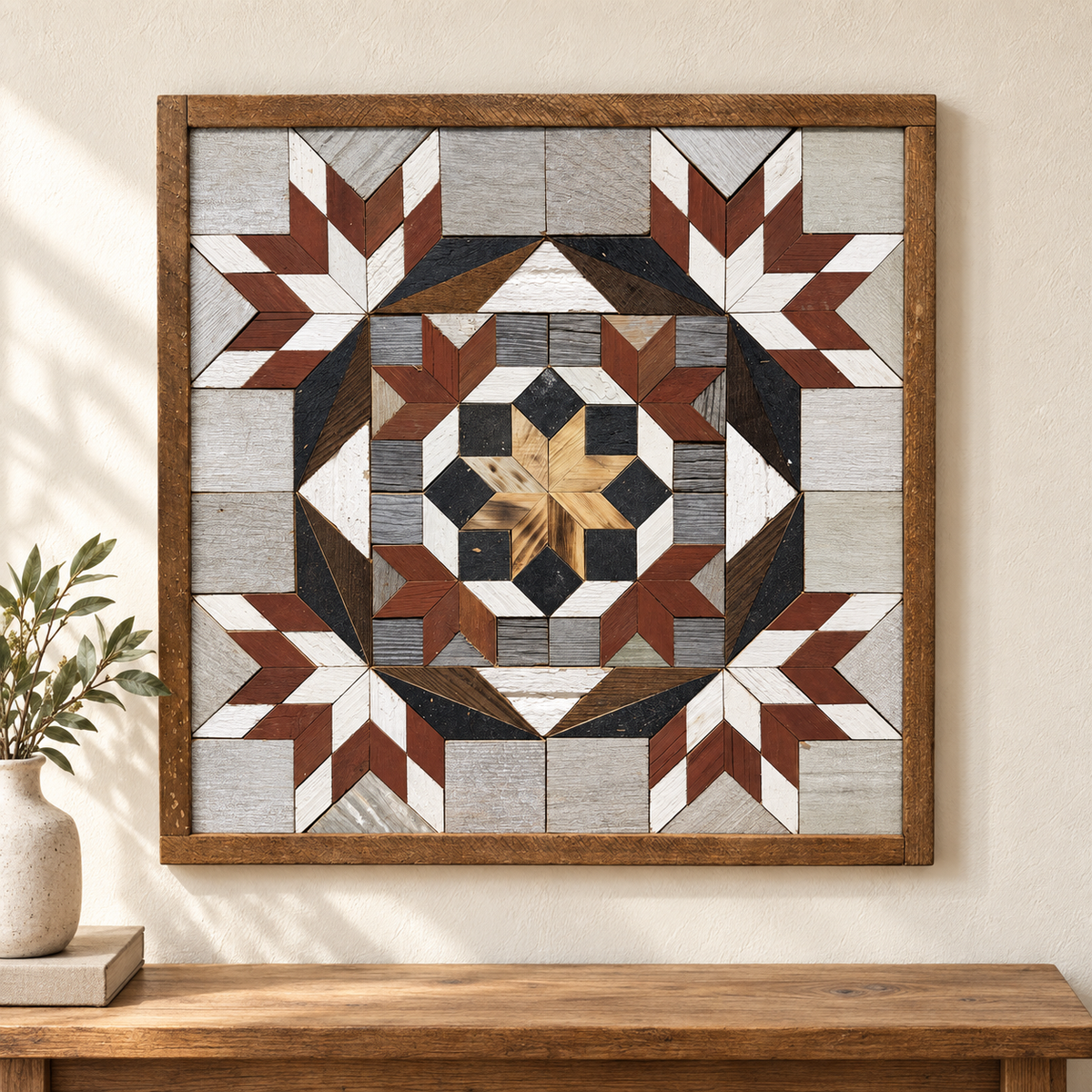 Amish-Made Barn Quilt | Reclaimed Wood | 20.75 × 20.75 in