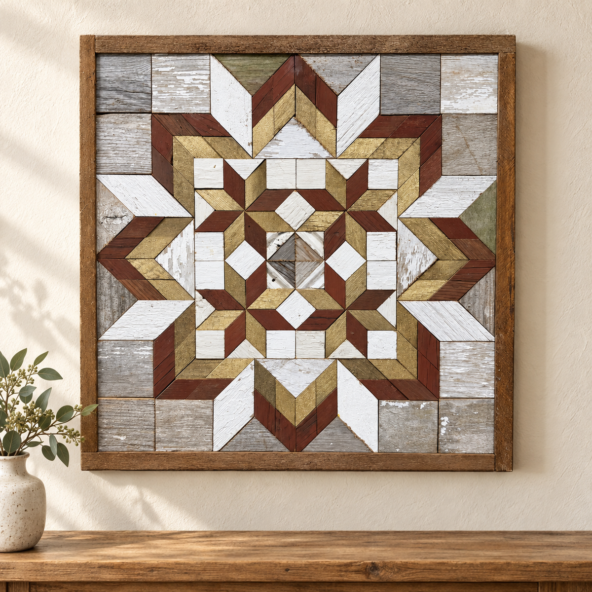 Amish-Made Barn Quilt | Reclaimed Wood | 20.75 × 20.75 in