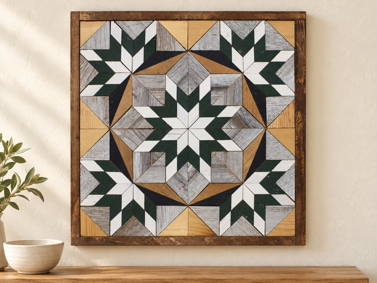 Amish-Made Barn Quilt | Reclaimed Wood | 20.75 × 20.75 in