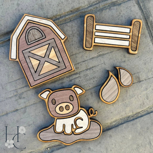 Barnyard Wood Magnet Set