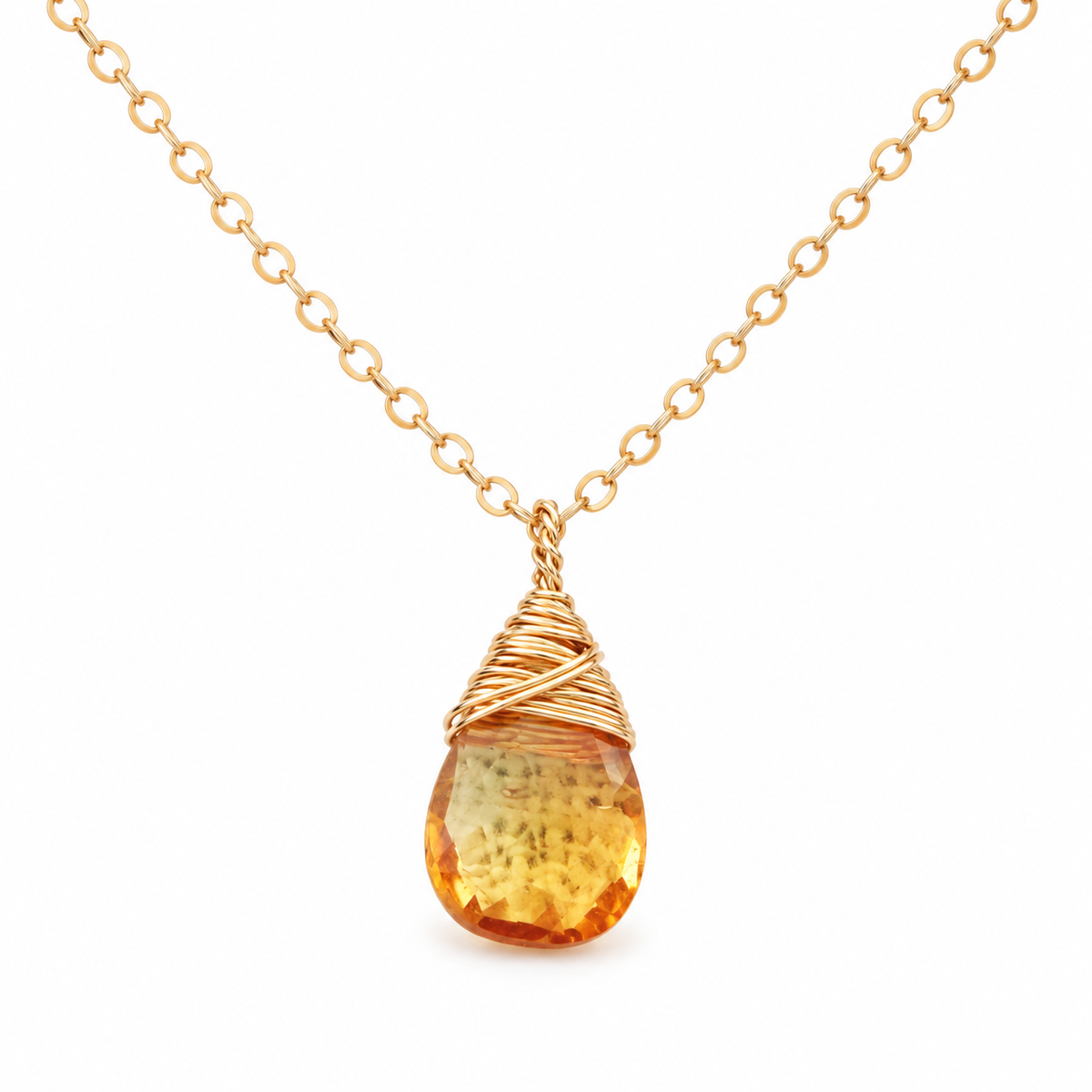 Bee & Drop of Honey – Citrine Necklace