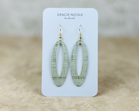 Soft Sage Long Oval Earrings