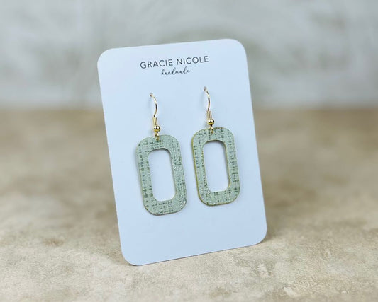 Soft Sage Rounded Rectangle Earrings