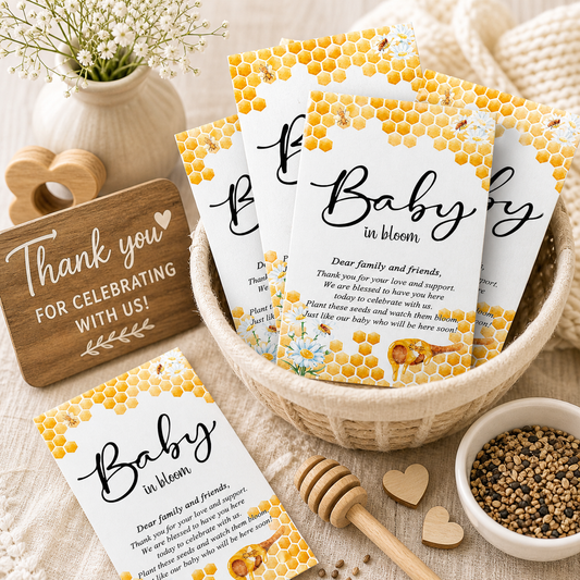 Baby in Bloom Bee Wildflower Seed Favors 25 Pack, Honeycomb Baby Shower Favors