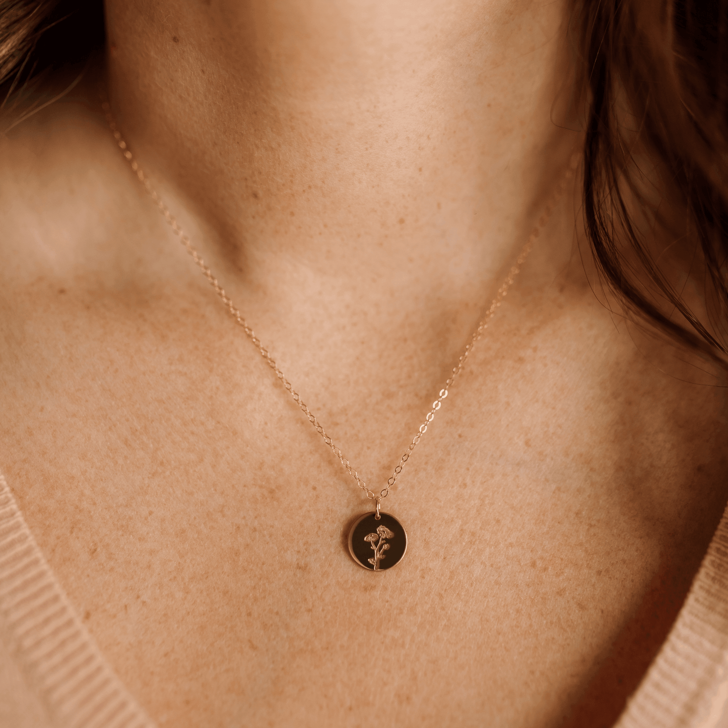 July Birth Flower Necklace • Larkspur