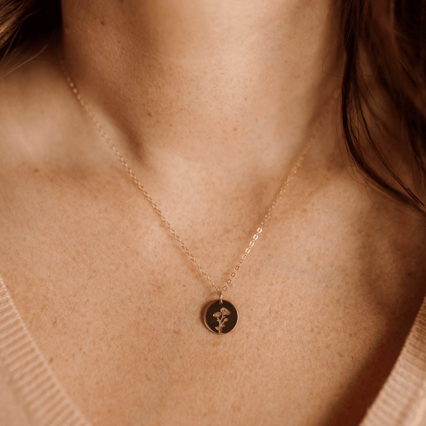 June Birth Flower Necklace • Rose