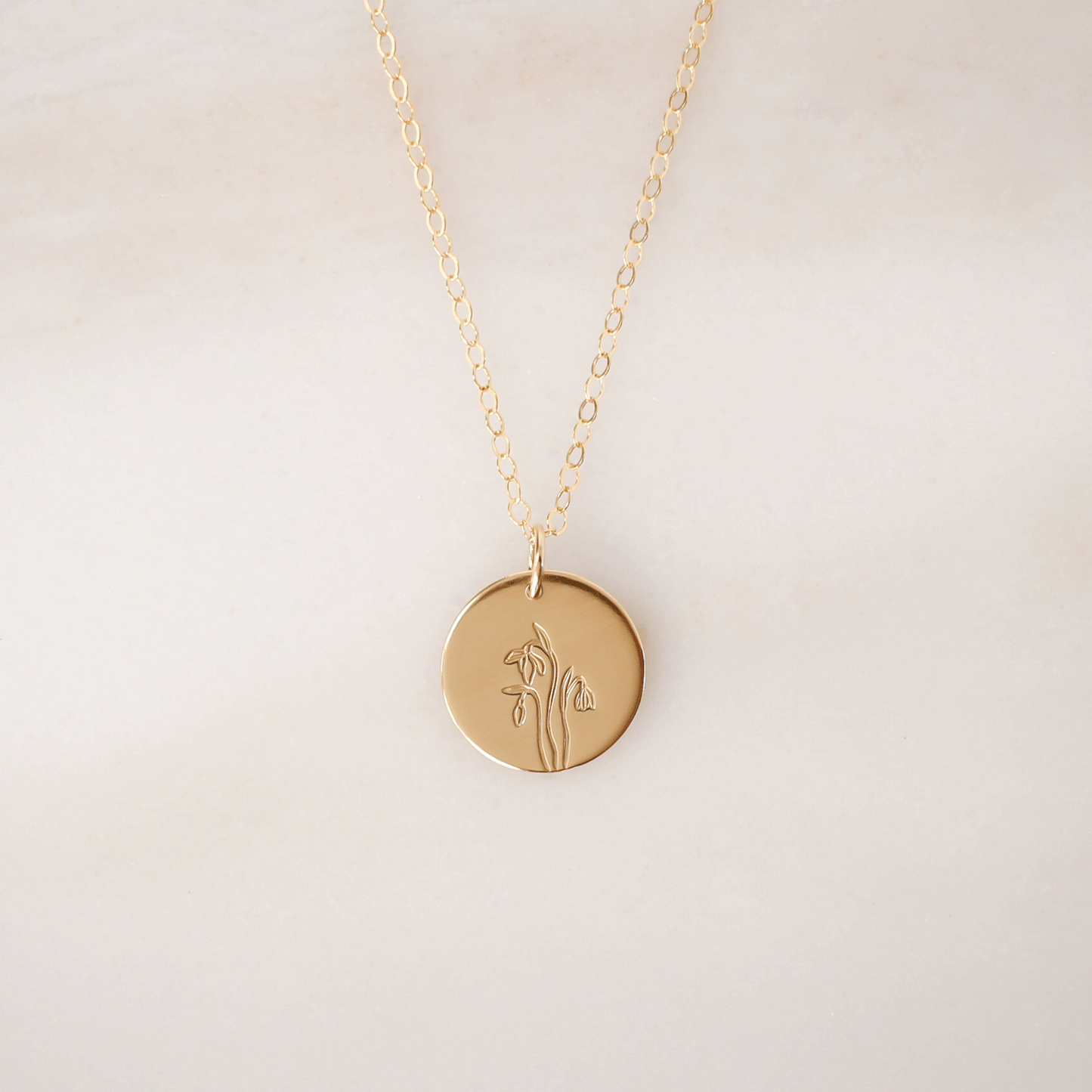 January Birth Flower Necklace • Snowdrop