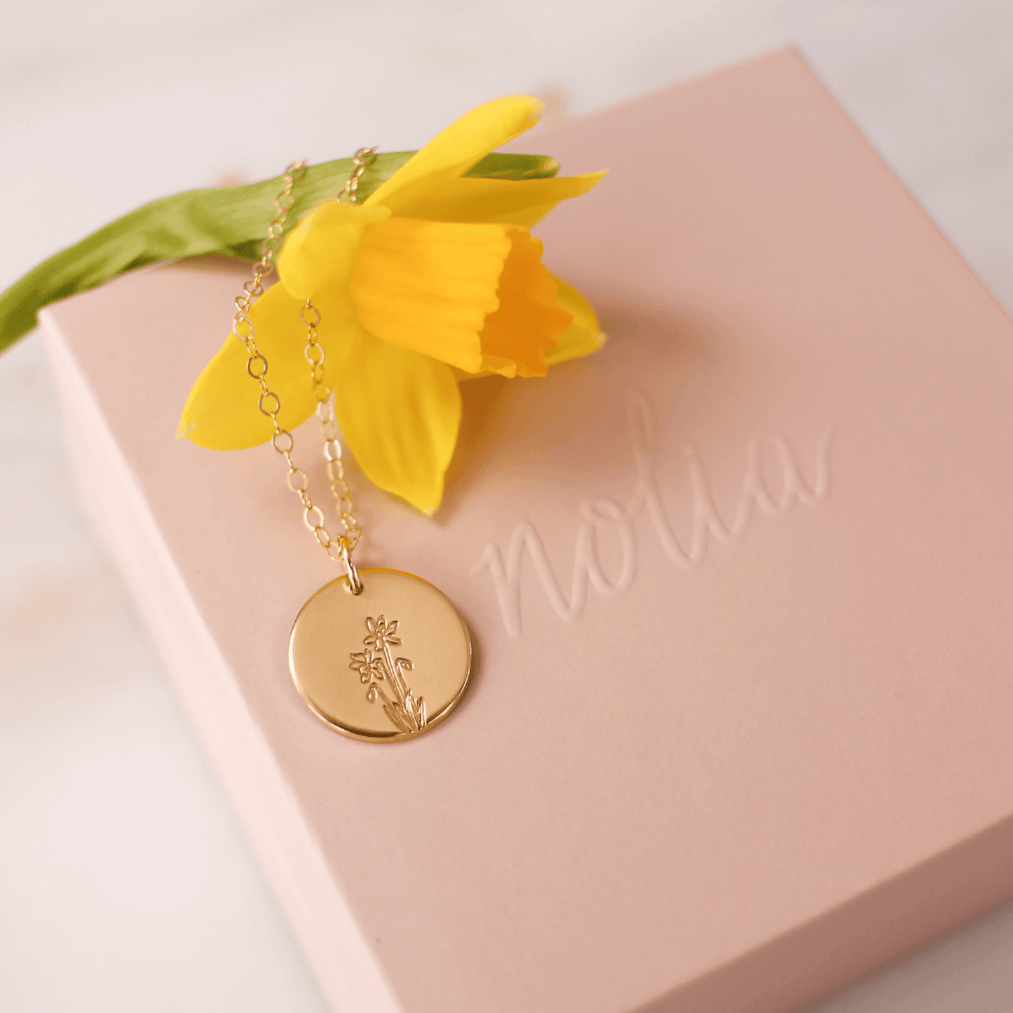 July Birth Flower Necklace • Larkspur