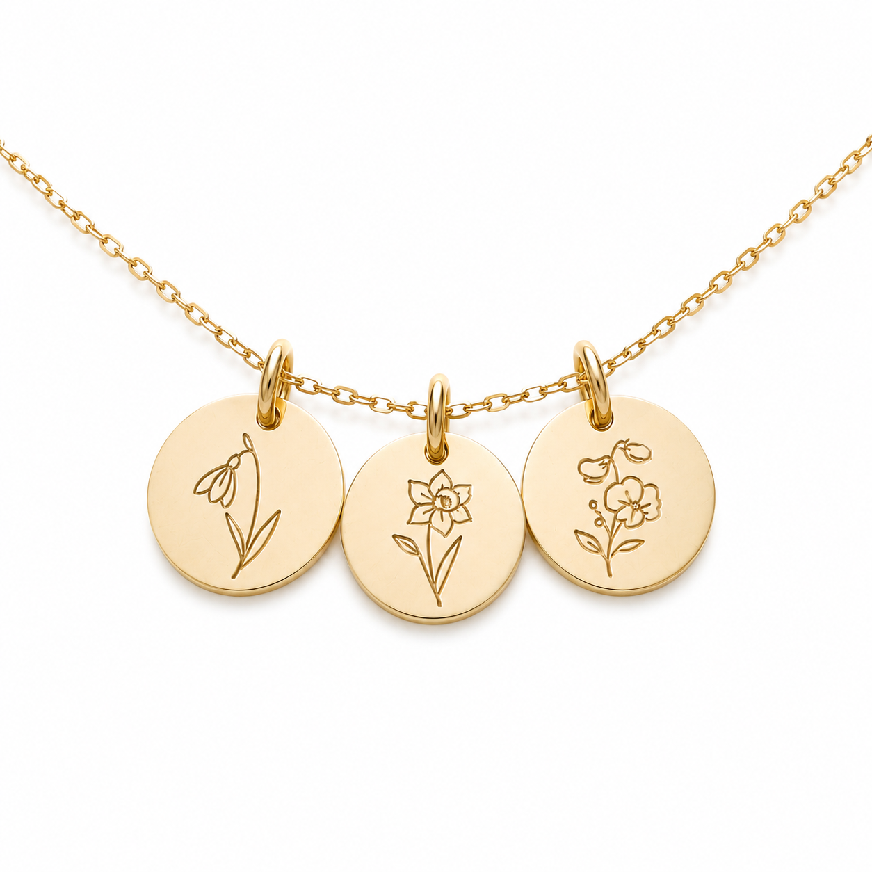 Birth Flower Necklace | Hand Stamped | Sterling Silver