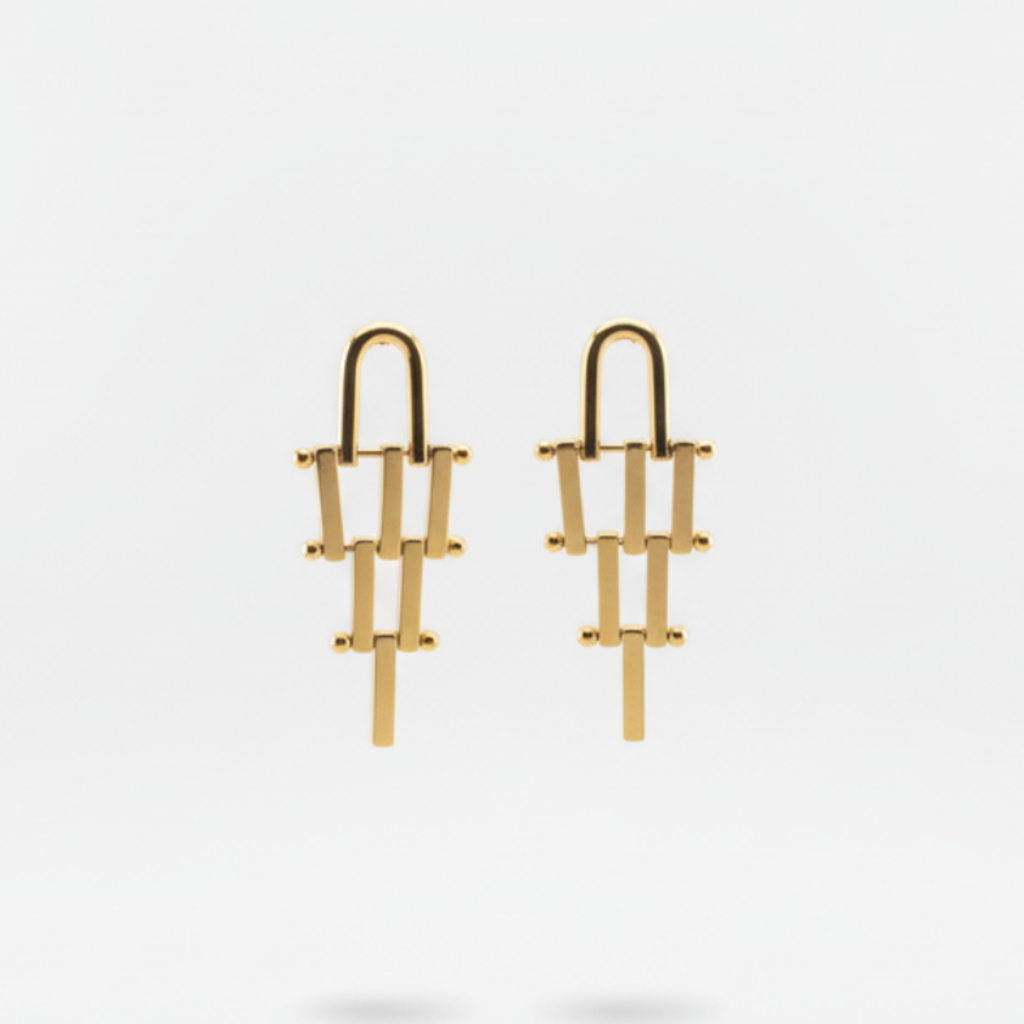 Brass Interlocked Dangle Earrings