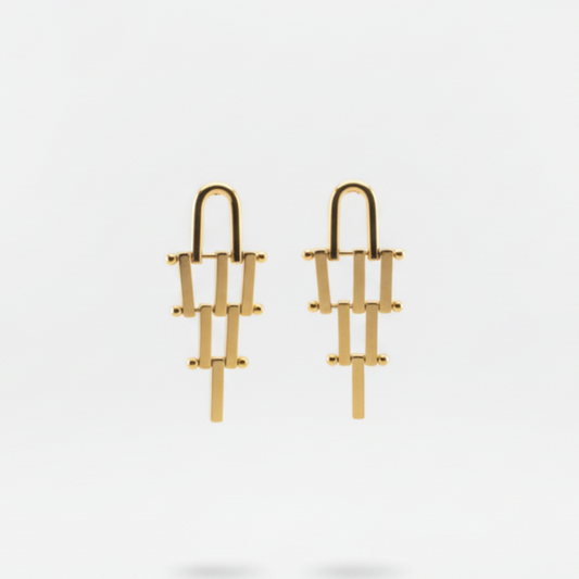 Brass Interlocked Dangle Earrings