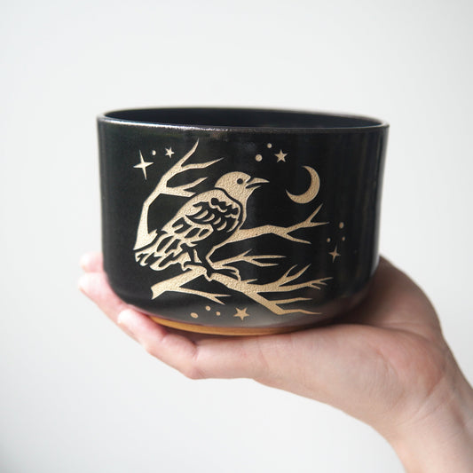 Crow Bowl, Medium Farmhouse Style Handmade Pottery