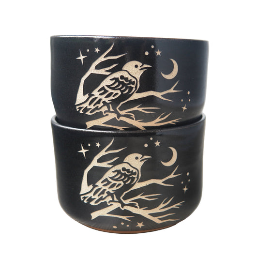 Crow Bowl, Medium Farmhouse Style Handmade Pottery