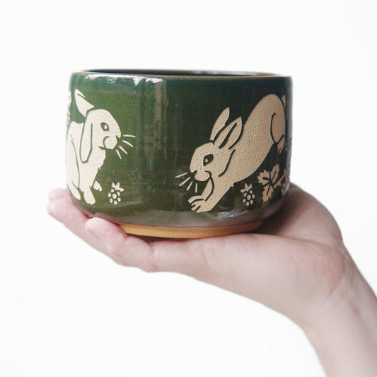 Rabbit Bowl, Farmhouse Style Handmade Pottery