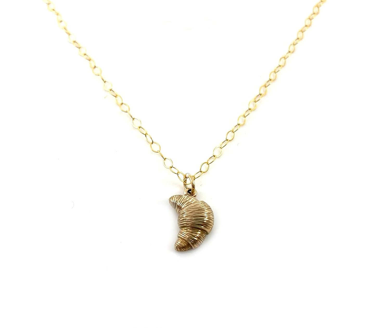 Dainty Croissant Charm Necklace – 14k Gold Filled | Handmade Foodie Gift