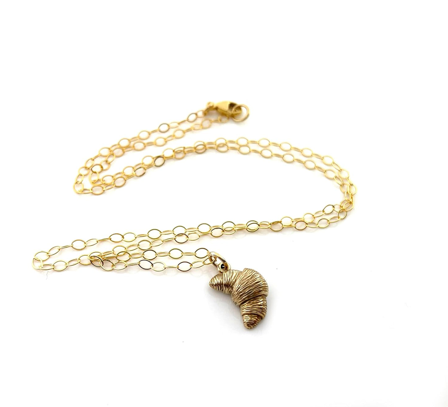 Dainty Croissant Charm Necklace – 14k Gold Filled | Handmade Foodie Gift
