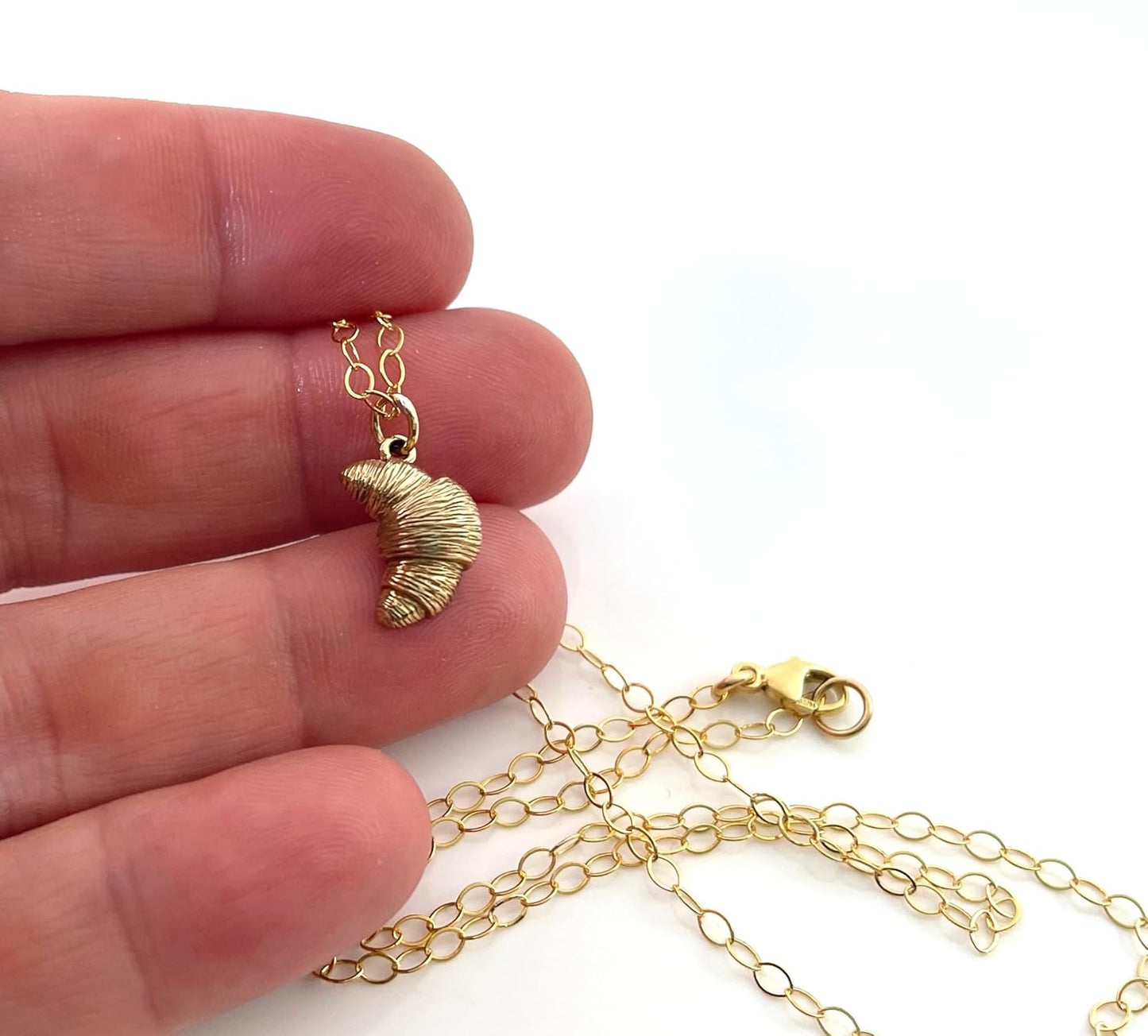 Dainty Croissant Charm Necklace – 14k Gold Filled | Handmade Foodie Gift