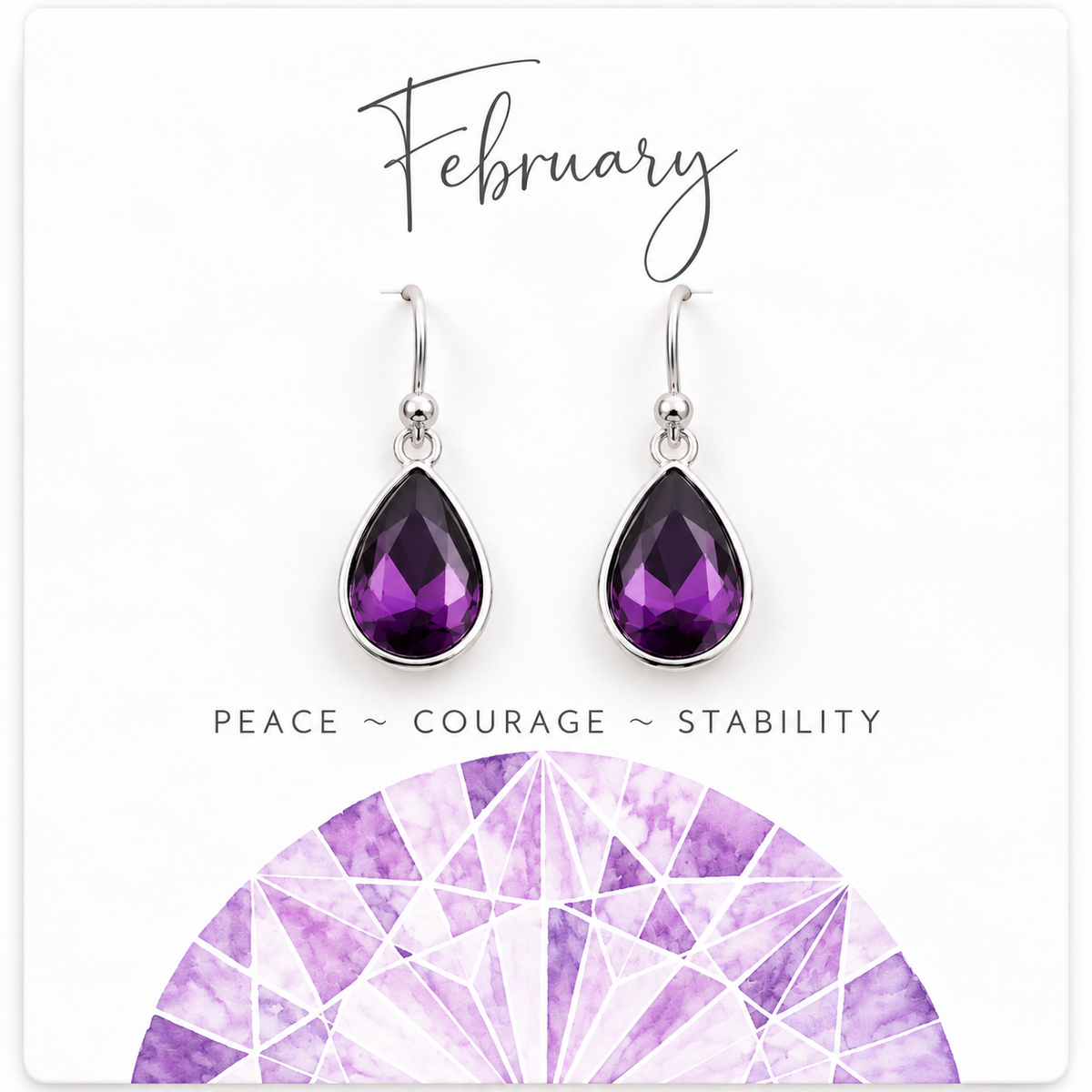 February Birthstone Earrings - Sterling Silver
