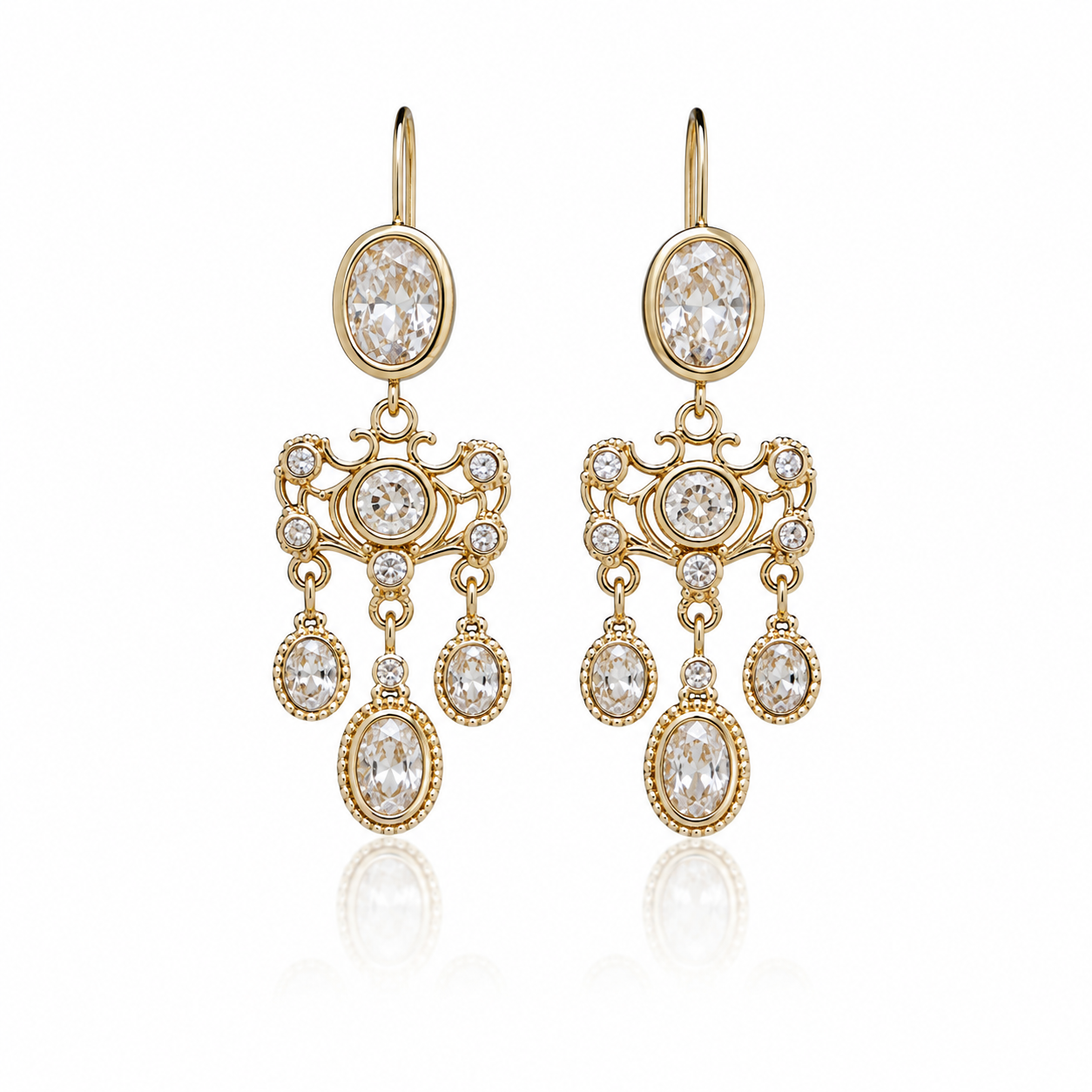 Oval Chandelier Bridal Earrings