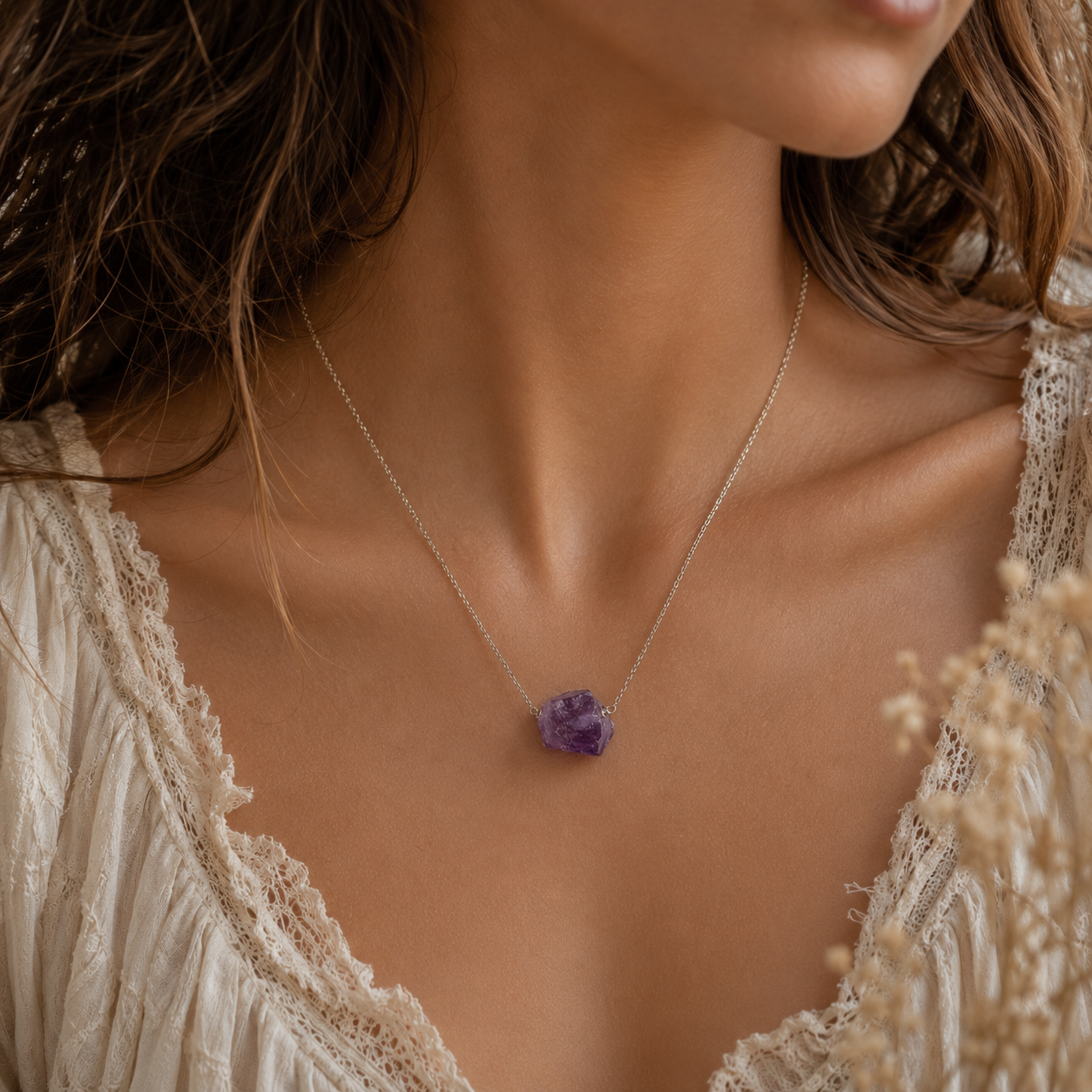 OOAK Raw Amethyst Necklace