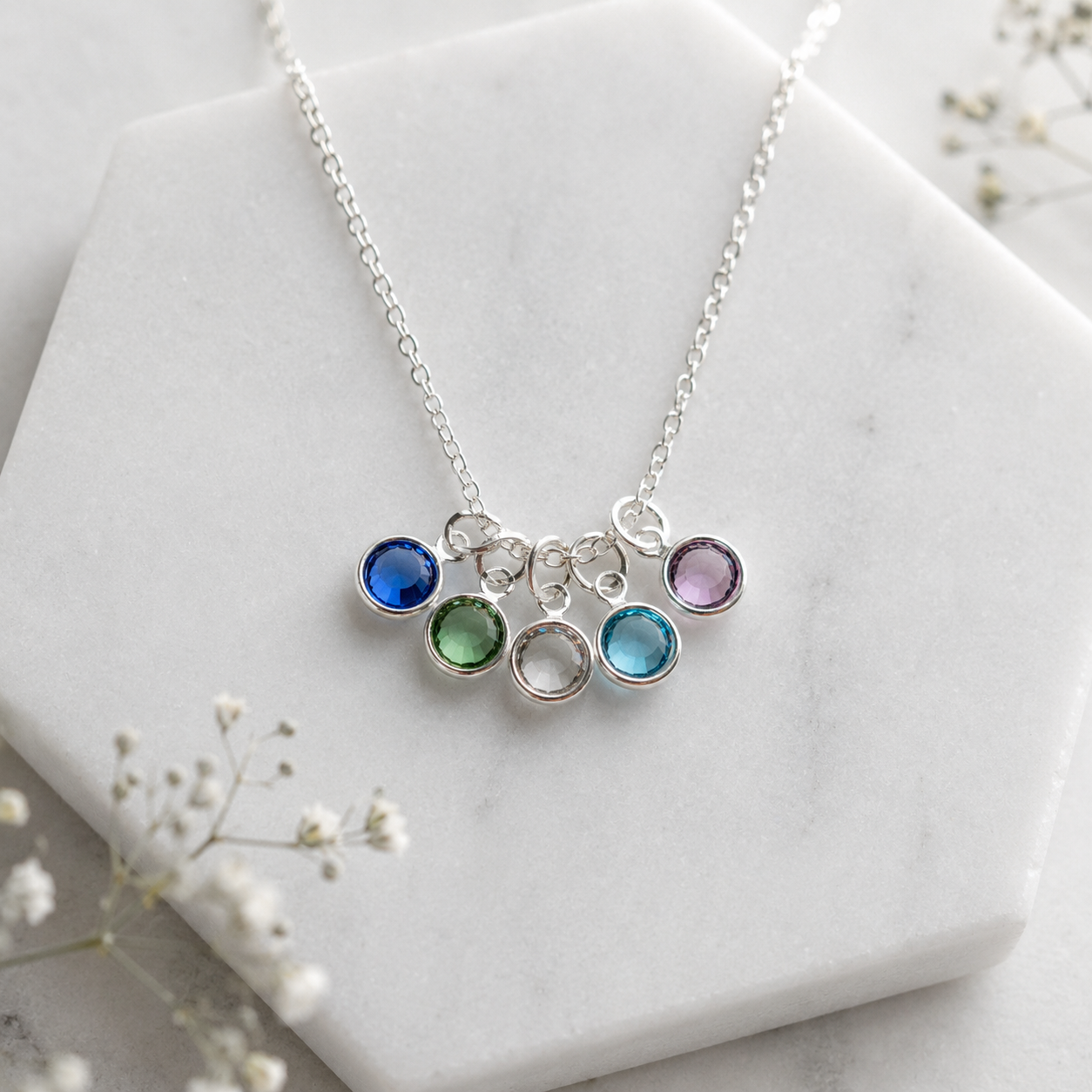 Birthstone Cluster Necklace